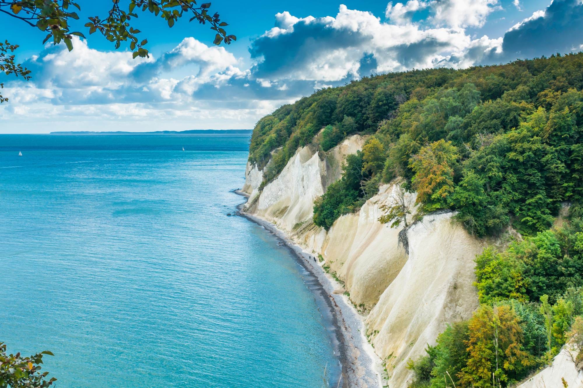 View of the chalk cliffs on Rügen along the Baltic Sea.