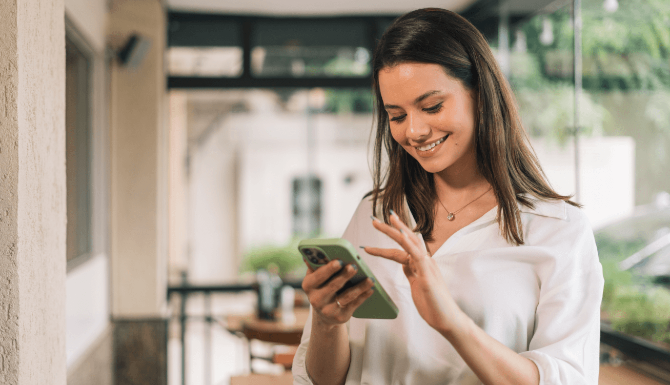 Woman using her smartphone.