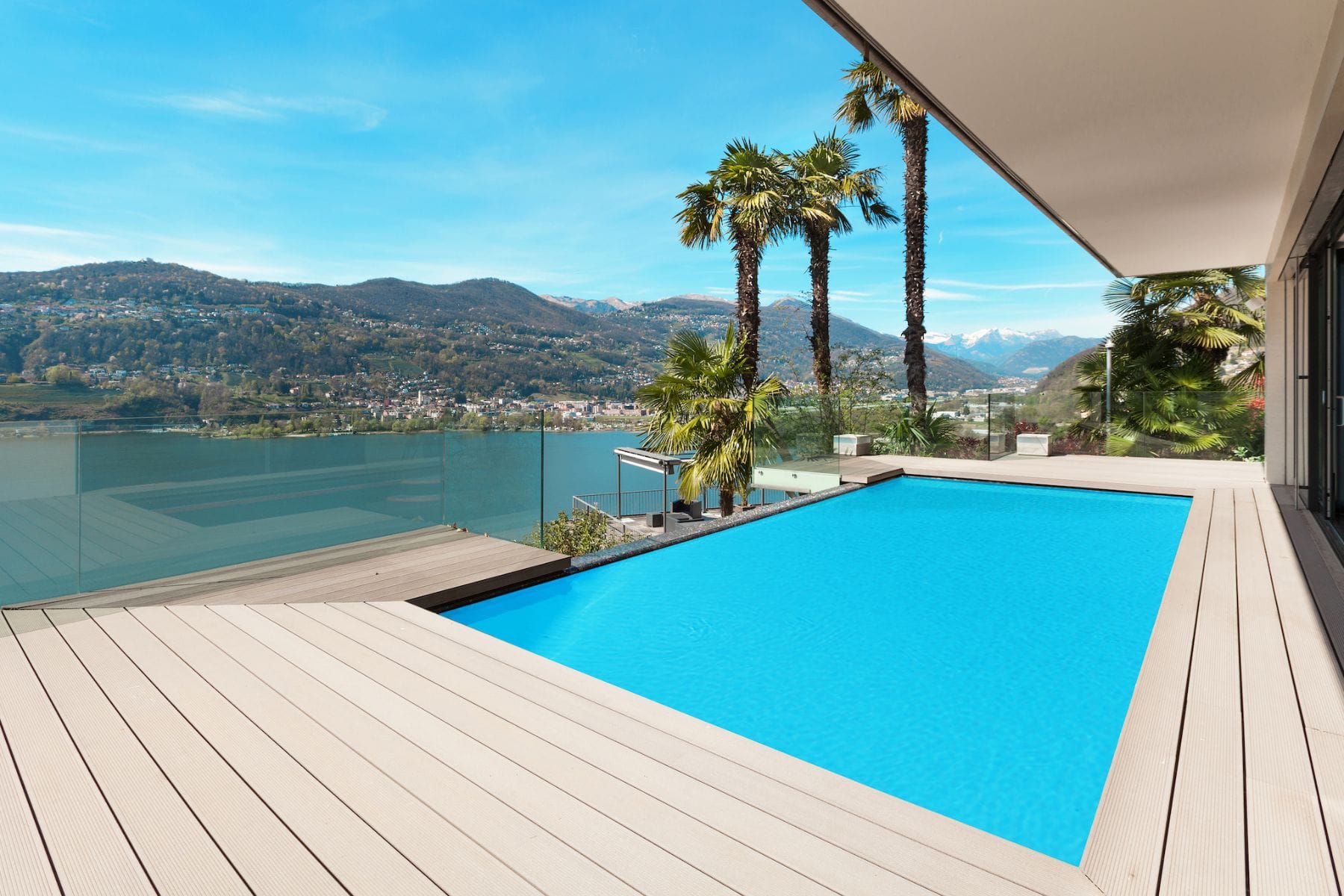 Terrace with pool and sea views.