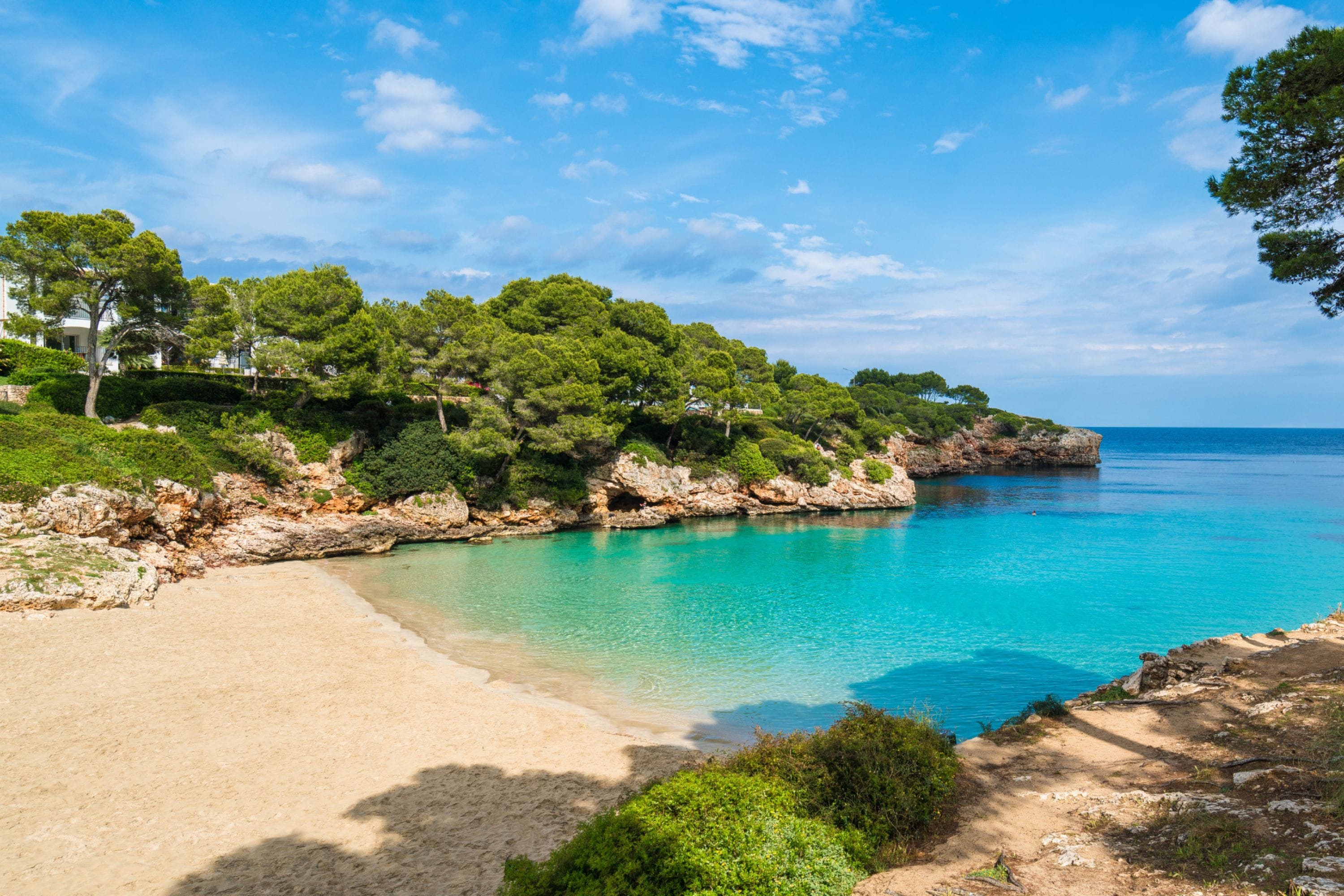 A bay with turquoise water.