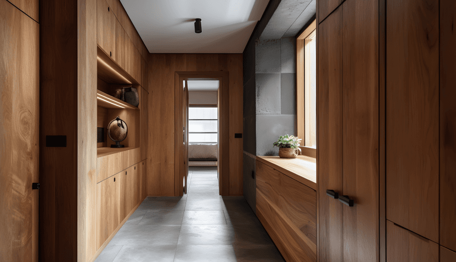 Hallway with closets.